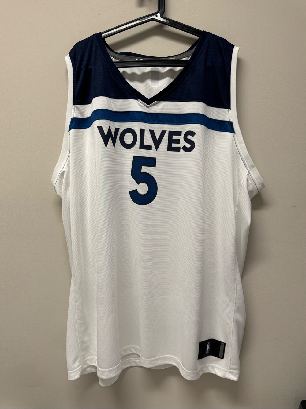 NBA Minnesota Wolves #5 White and Navy Blue Anthony Edwards